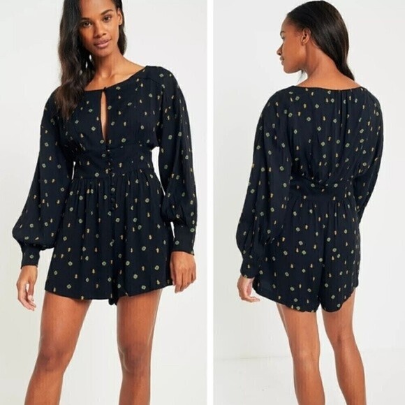 Free People Love Grows Geometric Playsuit Bohemian Floral Summer Jumpsuit - Picture 1 of 13